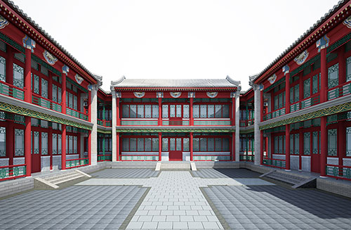 顺义北京四合院设计古建筑鸟瞰图展示