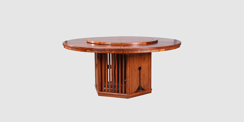 顺义中式餐厅装修天地圆台餐桌红木家具效果图